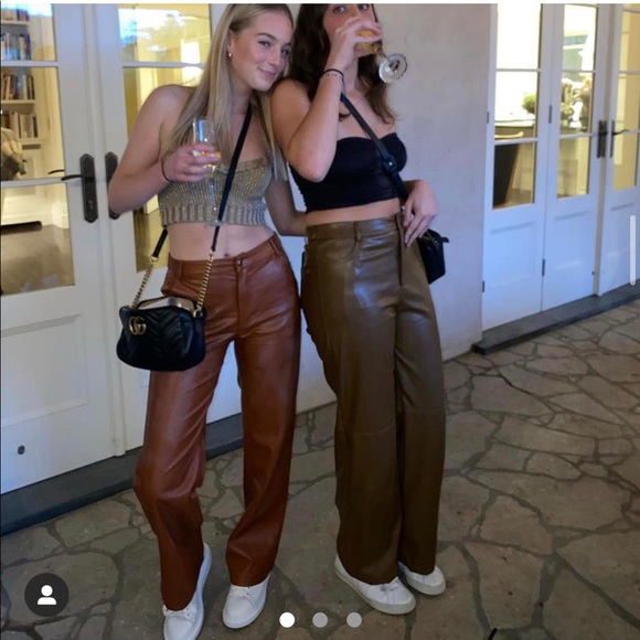 Brown Faux Leather Princess Polly Pants 